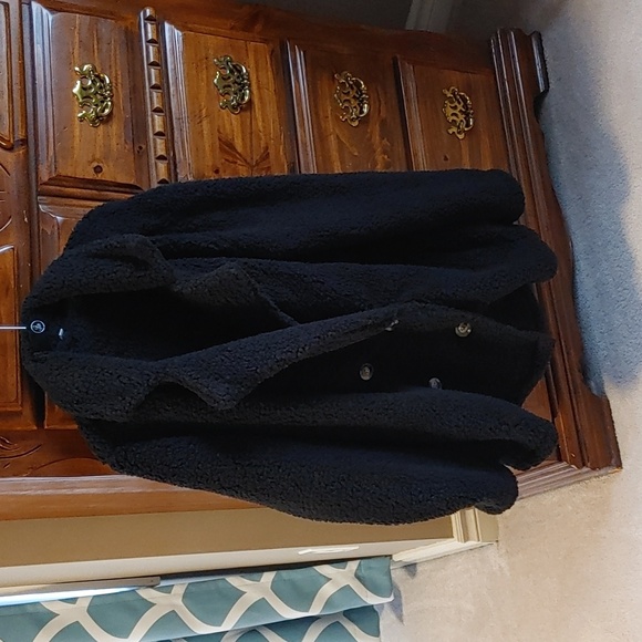 💚Black Teddy Bear Plus Size Pea Coat/Jacket - Picture 1 of 5